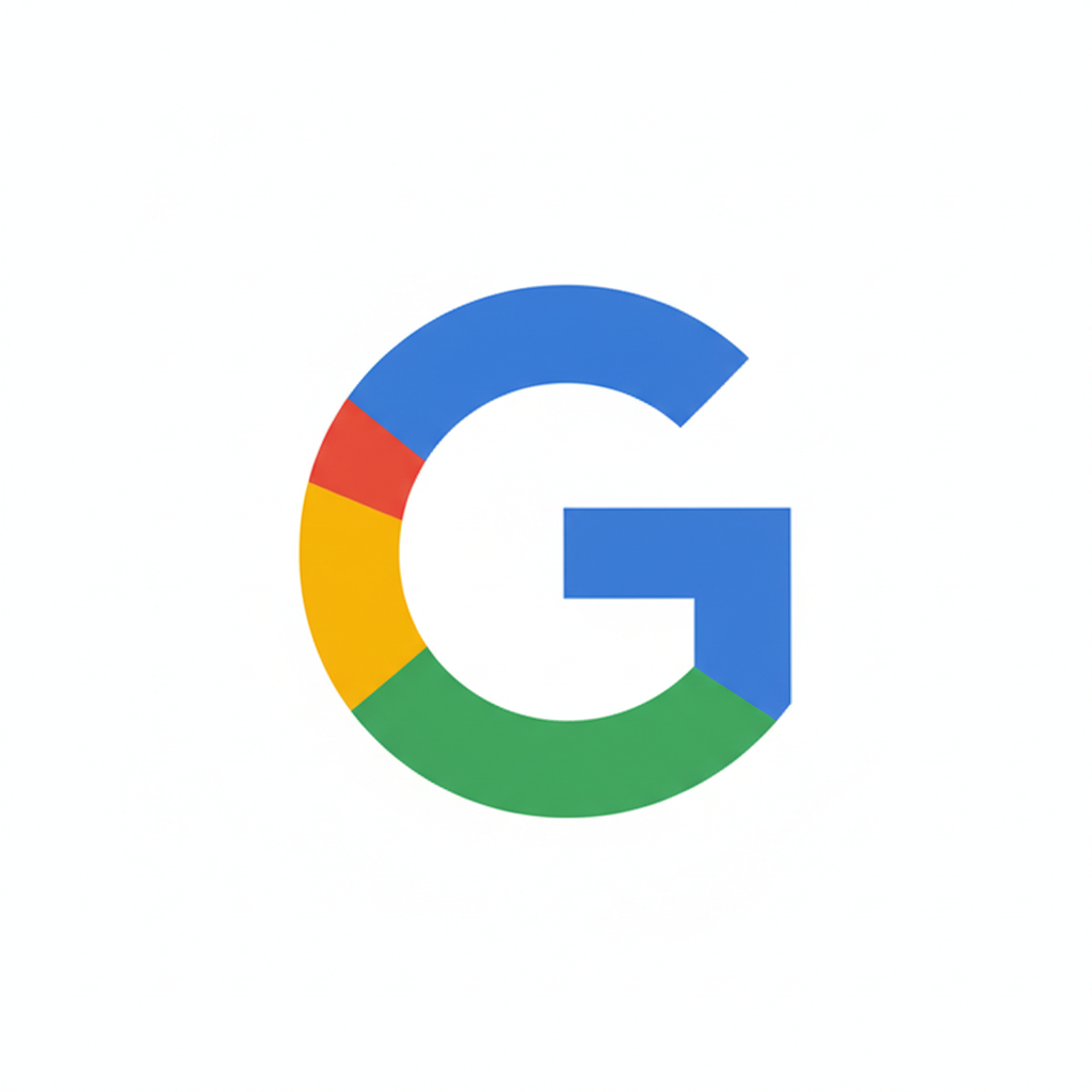 Google logo with colorful design on a white background