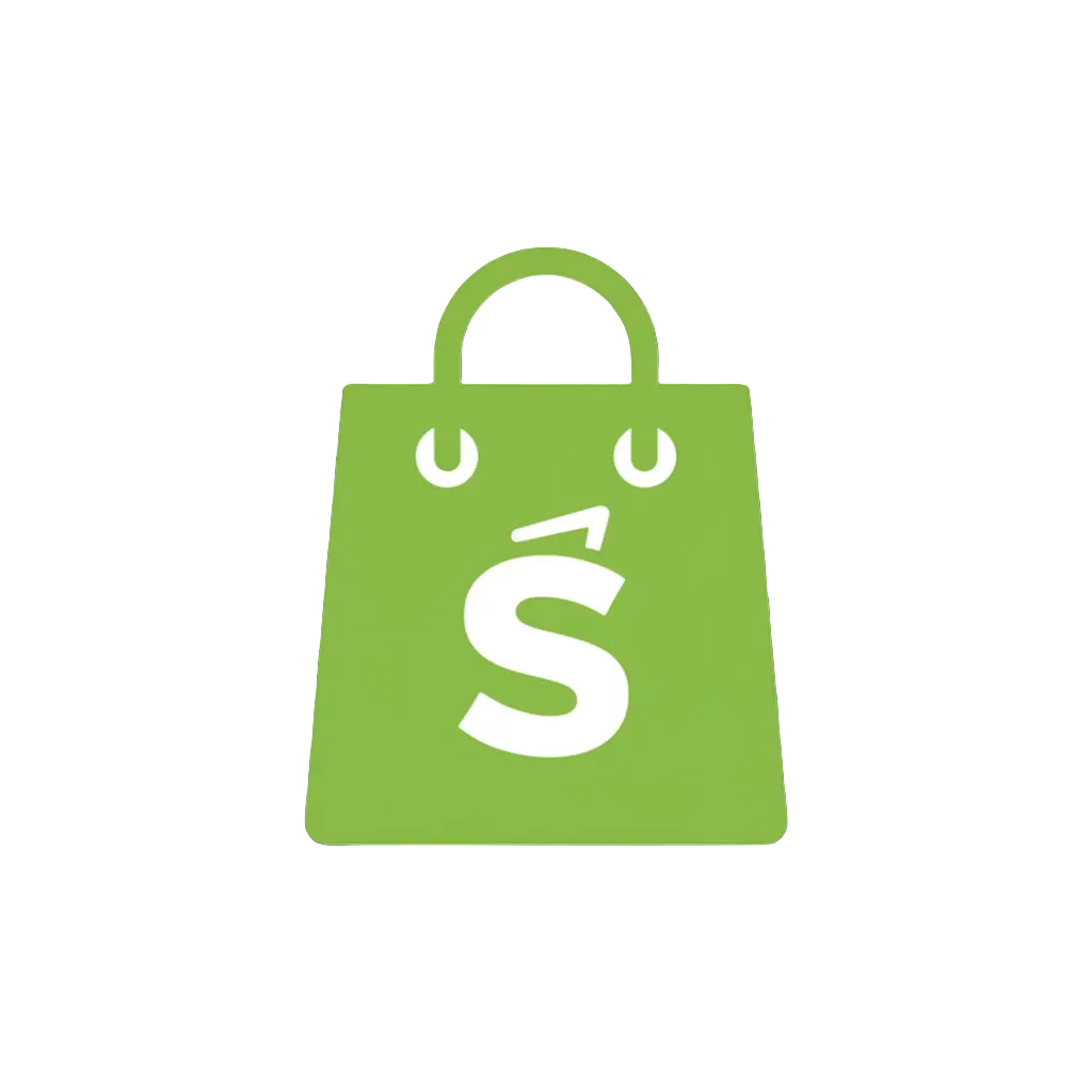 Green shopping bag icon with a white 'S' on a white background
