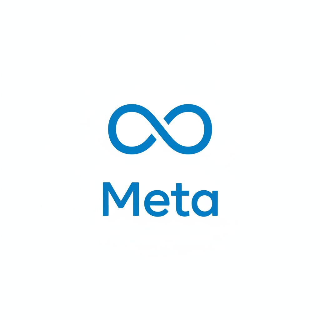 Meta logo with blue infinity symbol on a white background